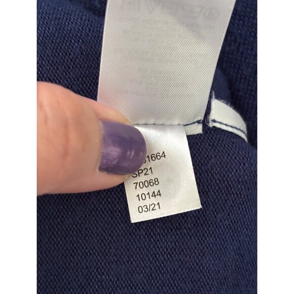 Ann Taylor Navy Midi Dress With Tiered Design Short Sleeves Stretch Fabric - Picture 6 of 9